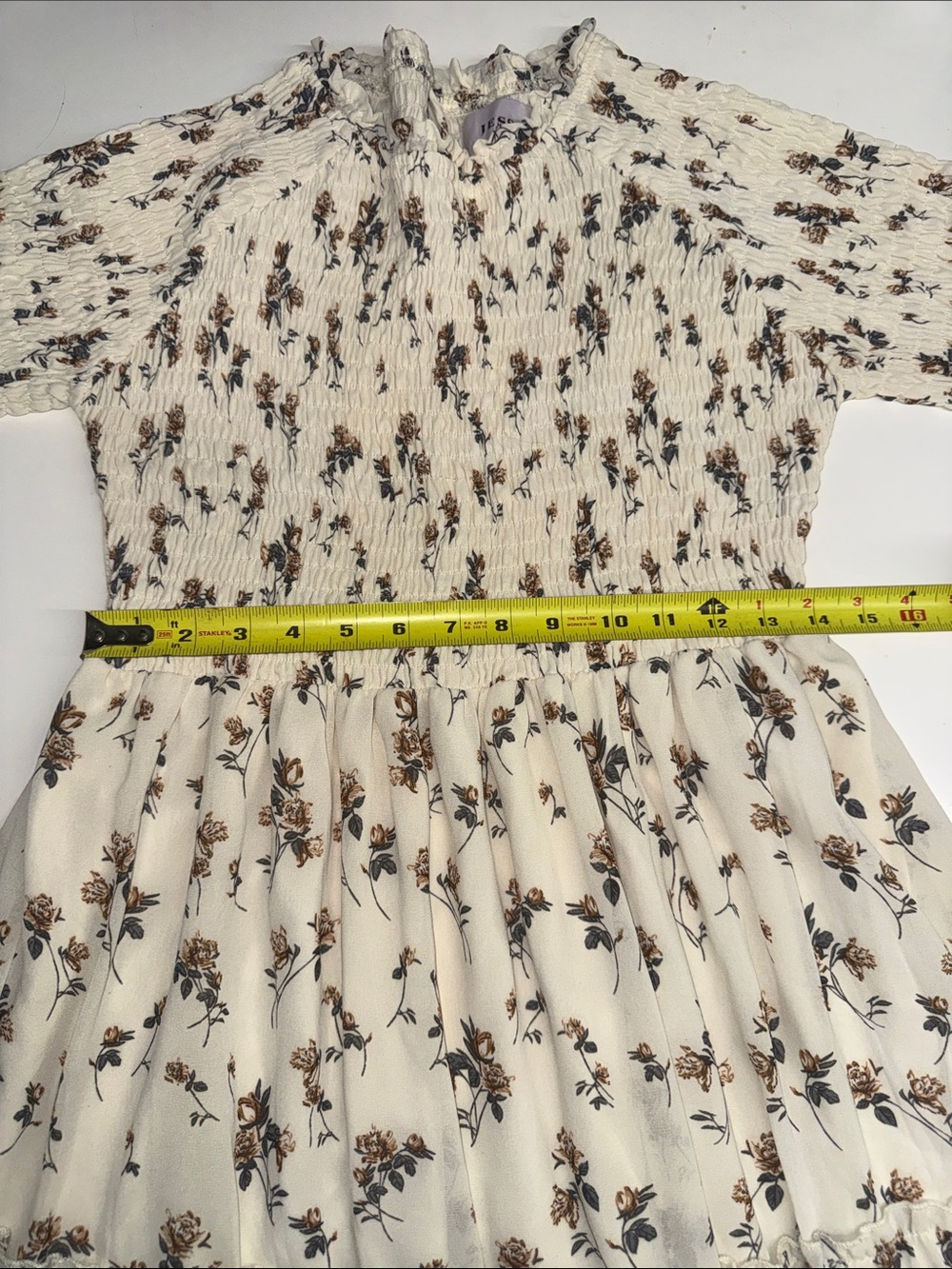 JESSAKAE The Wandering Willoughby Tiered Smocked Midi Dress in Cream Size L - Picture 10 of 12